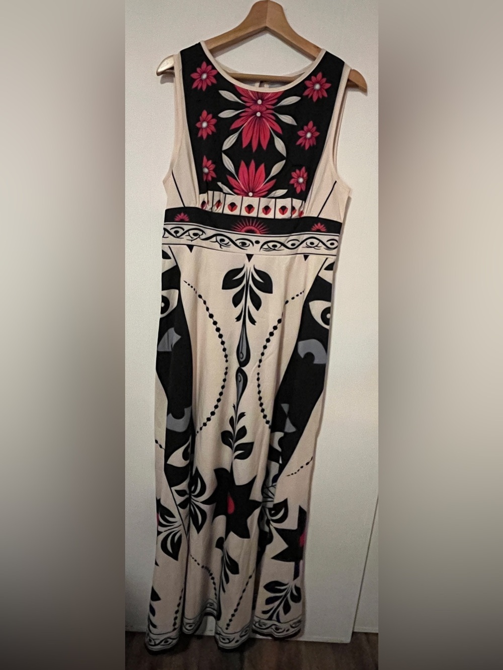 SHEIN Black, Cream & Pink Floral Maxi Dress
